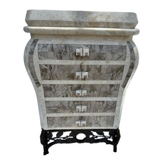 Maitland Smith tessellated marble 5 drawers petite Commode. For Sale