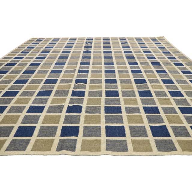 Cabin Vintage Kilim Buffalo Plaid Rug - 08'07 x 10'10 For Sale - Image 3 of 9