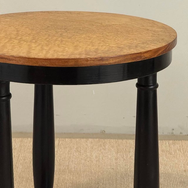 French Art Deco Period Empire Style Round End Table With Birdseye Maple Top For Sale - Image 13 of 18
