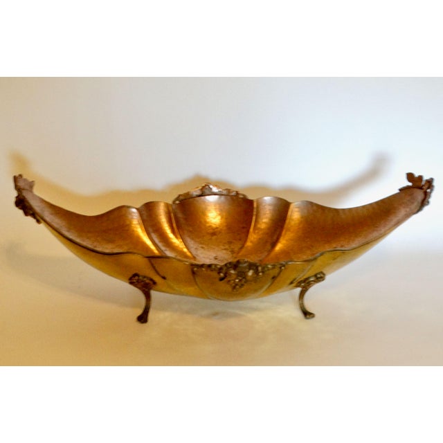 Early 20th Century Large Antique English Hammered Brass Jardiniere With Preserved Boxwood For Sale - Image 5 of 7