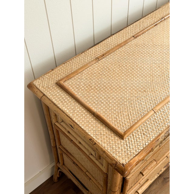 1970s Vintage Bamboo & Rattan Six-Drawer Dresser For Sale - Image 14 of 18