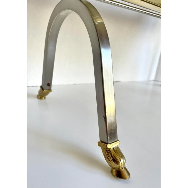 Mid 20th Century Italian Maison Jansen Style Brass and Steel Rams Head Magazine Rack For Sale In Los Angeles - Image 6 of 13
