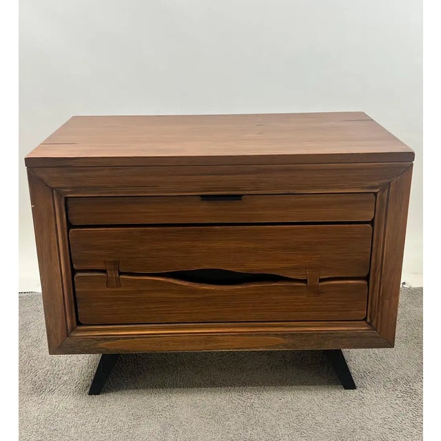 Rustic Rustic Contemporary Brazilian Pine Nightstand W/ Hidden Organizer Tray, a Pair For Sale - Image 3 of 15