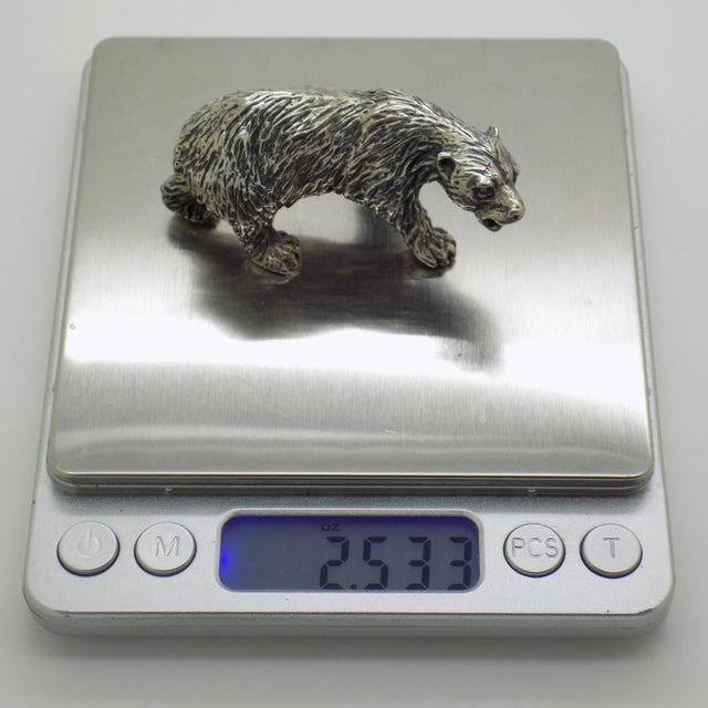 Vintage Italian Handmade Genuine Silver Large and Detailed Bear Figurine Sculpture Miniature For Sale - Image 10 of 11