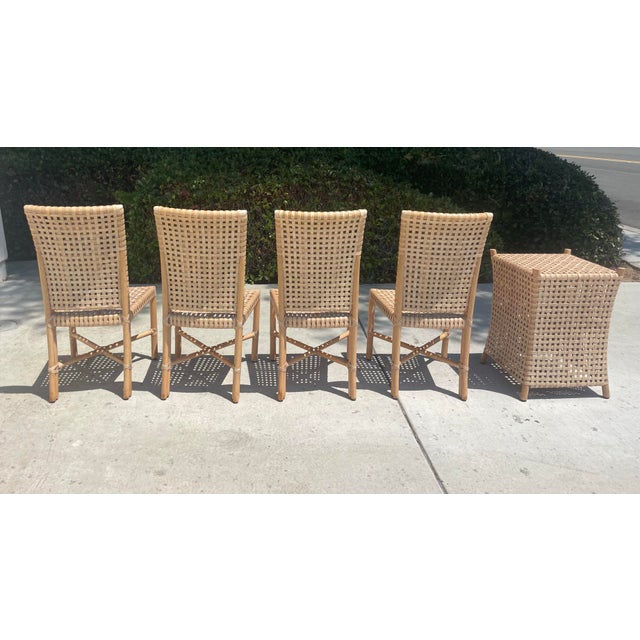 Tan Authentic McGuire Antalya Laced Rawhide Dining Table & 4 Chairs For Sale - Image 8 of 14