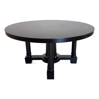 Late 20th Century Christian Liaigre at Holly Hunt 60" Round Dining Table, Ebonized Black Oak, Column Pedestal Base For Sale