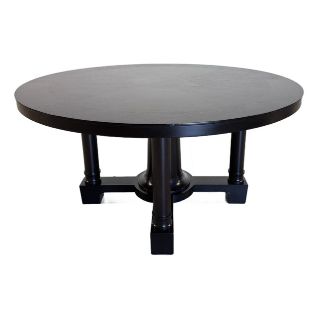 Late 20th Century Christian Liaigre at Holly Hunt 60" Round Dining Table, Ebonized Black Oak, Column Pedestal Base For Sale