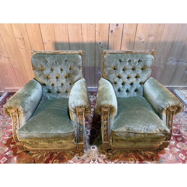 Louis XVI Armchairs in Gilded Wood, Set of 2 For Sale - Image 3 of 8
