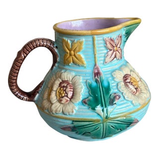Victorian Era Majolica Pitcher, England, C. 1880's For Sale