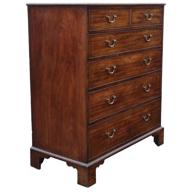 Large Antique Georgian Mahogany Chest of Drawers, Late 18th Century For Sale - Image 3 of 12