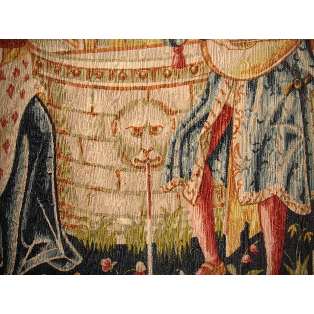 Blue Medieval Style Tapestry - Concert Near Fountain For Sale - Image 8 of 12