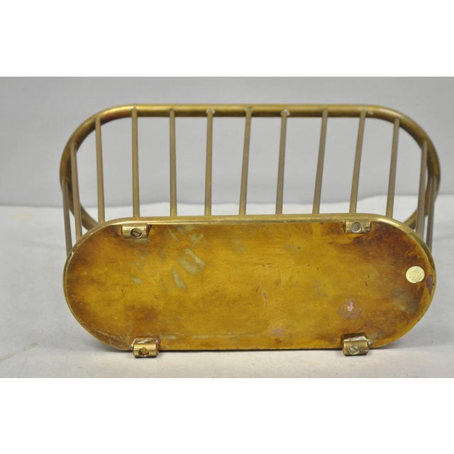 Vintage Gatco Mid Century Modern Solid Brass Spindle Modernist Magazine Rack For Sale - Image 14 of 16