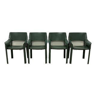 Mid-Century Brazilian Modern De Couro Leather Dining Armchairs - Set of Four For Sale