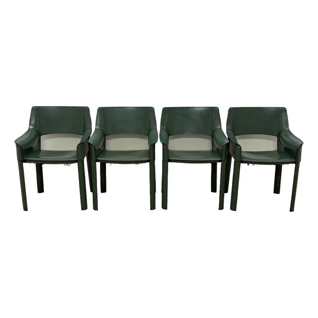 Mid-Century Brazilian Modern De Couro Leather Dining Armchairs - Set of Four For Sale