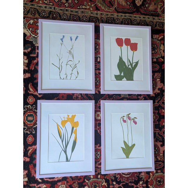 Mid-Century Modern Henry Evans Botanical Linocut Prints Framed- Set of 4 For Sale - Image 3 of 17