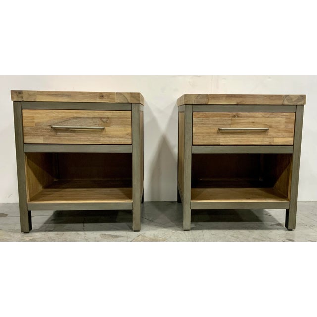 Organic Modern Rustic Wood Nightstands Pair For Sale In Atlanta - Image 6 of 6