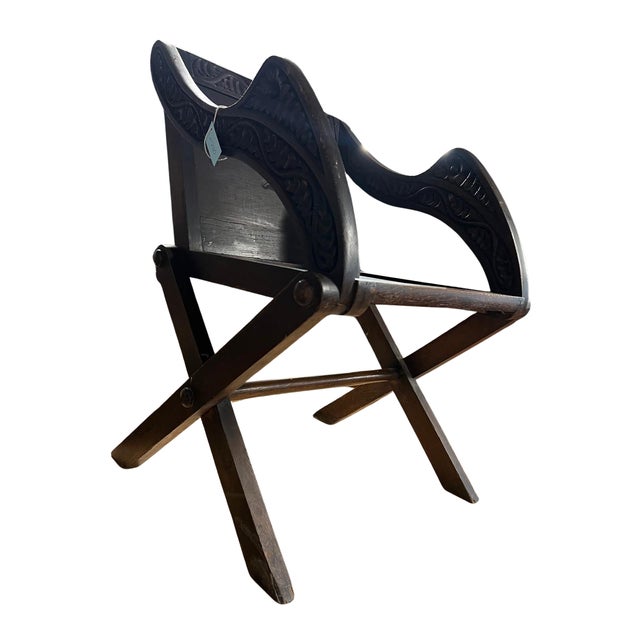 Brown Antique Carved Oak Glastonbury Cross Stretcher Chair, 1890s For Sale - Image 8 of 8