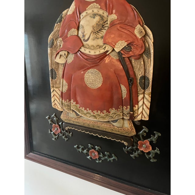 Pair of 1980s Large Chinese Carved Hardstone Emperor & Empress Portraits For Sale In New York - Image 6 of 12