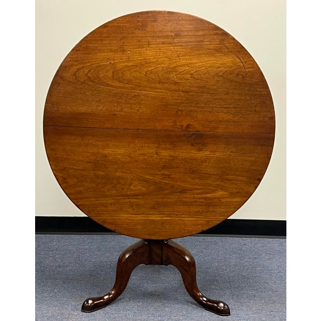 Brown Antique 18th Century Queen Anne Tilt Top Tea Table For Sale - Image 8 of 9