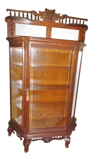 Antique Victorian Lion Head Display Cabinet