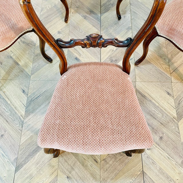 Wood Antique English Walnut Balloon Back Dining Chairs, Set of 4 For Sale - Image 7 of 8