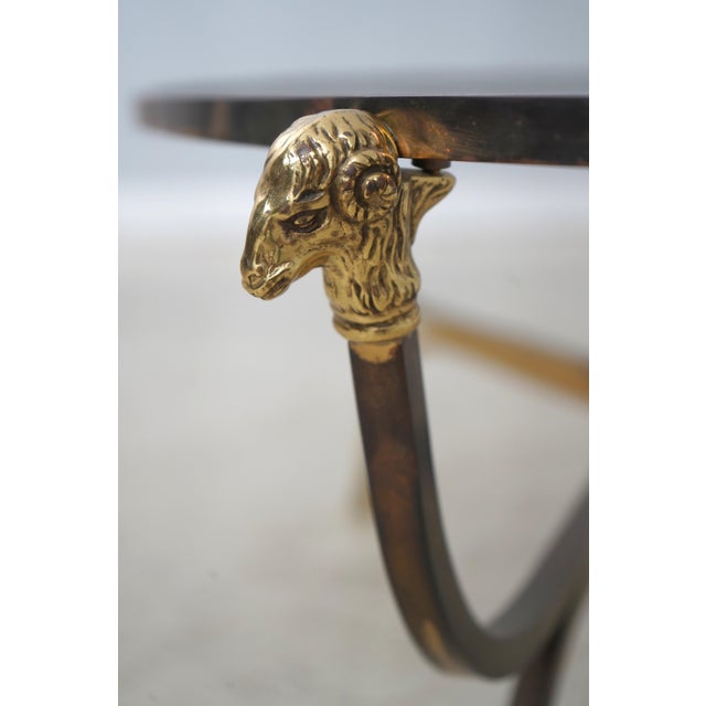 Iron Brass & Glass Rams Head Coffee Table For Sale - Image 12 of 13