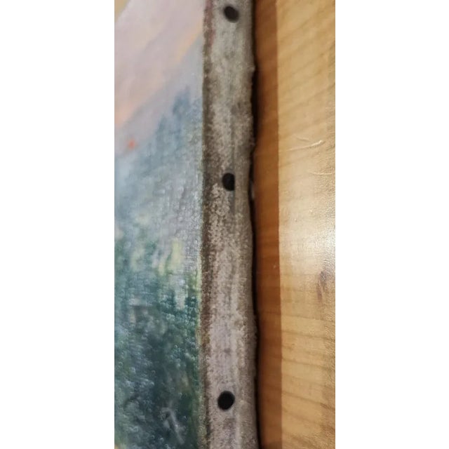 Joseph Mittey, Paysage au coucher de soleil, Oil on Canvas For Sale - Image 7 of 9