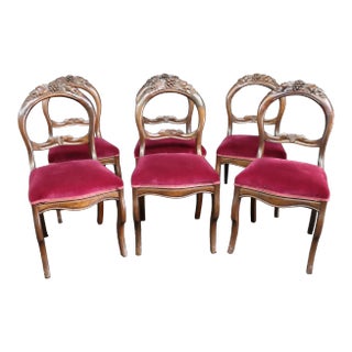 Set/6 Victorian Walnut Dining Chairs For Sale