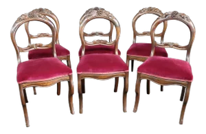 Set/6 Victorian Walnut Dining Chairs