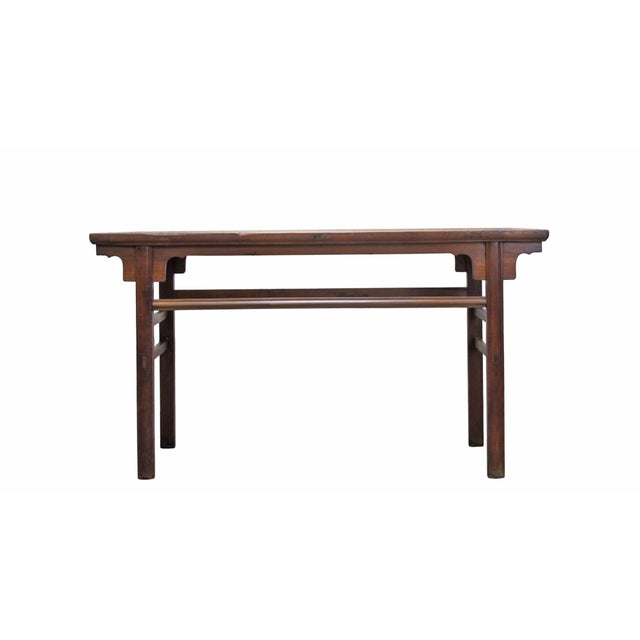 Wood 62" Long Antique Brown Console Table For Sale - Image 7 of 8