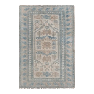 Distressed Low Pile Turkish Oushak Rug 3'10'' X 5'7'' For Sale