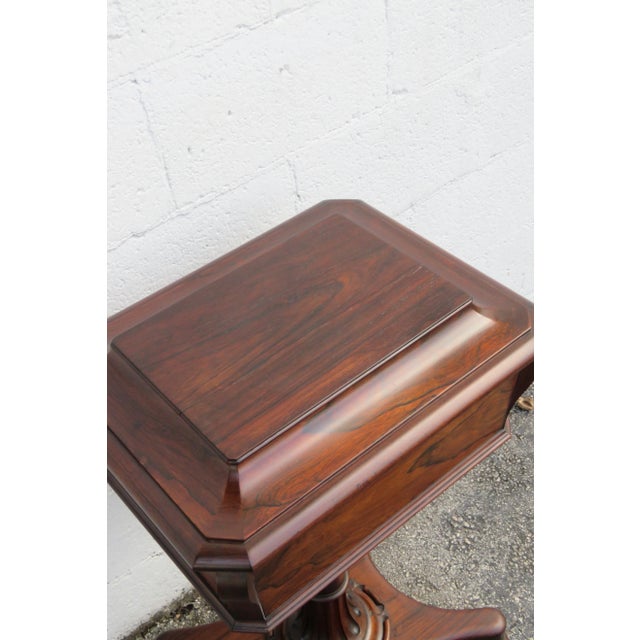 Late 1800s English Rosewood Teapoy Tea Caddy Table 6064 For Sale - Image 10 of 18