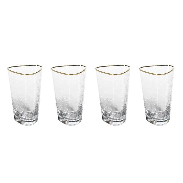 Kampari Triangular Highball Glasses with Gold Rim, Set of 4 For Sale - Image 4 of 4