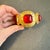 Chanel Red Gripoix Cabachon Glass Bracelet Vintage Gold Tone Cuff For Sale - Image 10 of 11