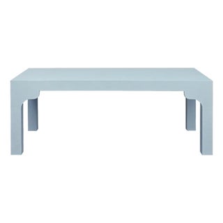 Matthew Izzo Home Kendall Light Blue Linen Parson Style Coffee Table For Sale