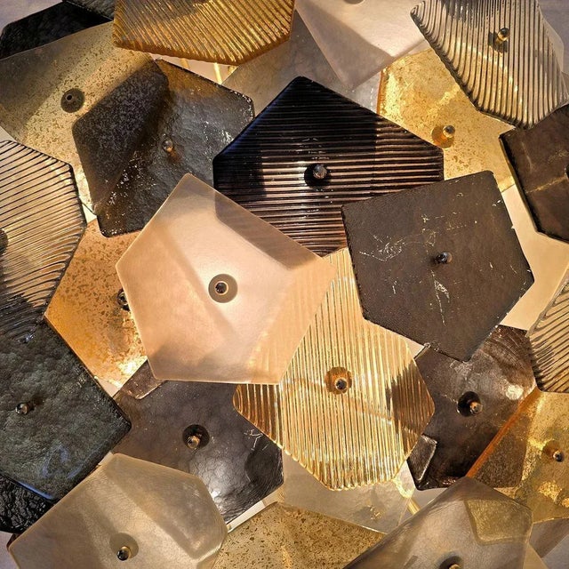 1980s 1980s Glass Mid Century Modern Flush Mount, Italy For Sale - Image 5 of 10