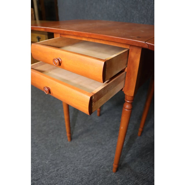 Brown Sheraton Style Benchmade Maple Drop Leaf Nightstand For Sale - Image 8 of 9