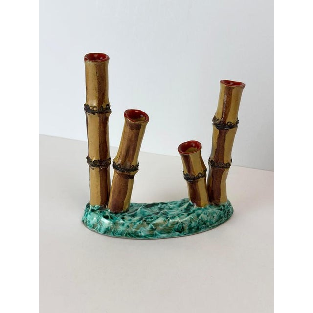 Mid-Century Modern Faux Bamboo and Ceramic Vase, Italian, 1960s For Sale - Image 9 of 10