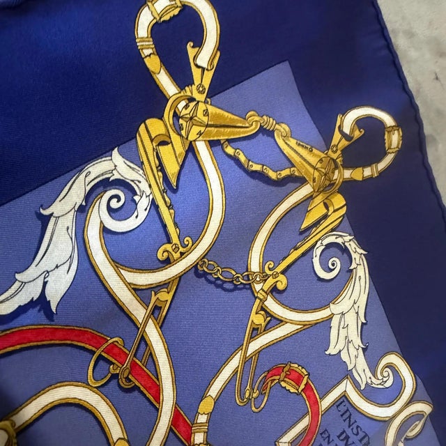 21st Century Full Set 41x41 Cm Navy Silk Scarf by Hermès For Sale - Image 9 of 15