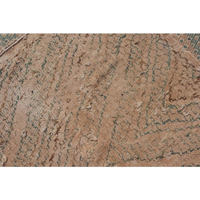 Diamond Design Vintage Turkish Embroidered Kilim in Tan, Cream, and Light Green For Sale - Image 13 of 13