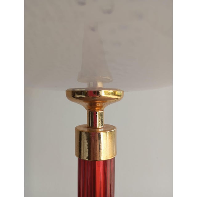 Metal Fluted Murano Glass and Brass Floor Lamp, Italy, 1970s For Sale - Image 7 of 11
