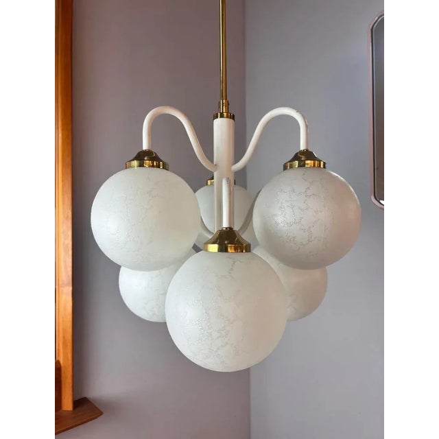 Chandelier with 6 Glass Balls, 1970s For Sale - Image 11 of 11
