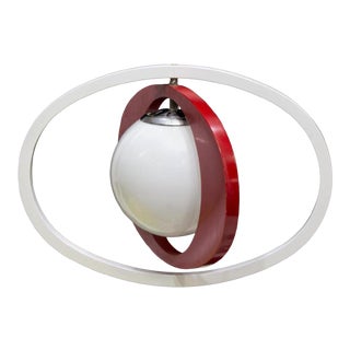 Mid-Century Italian Red & White Orbit Ceiling Light For Sale