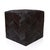 Handmade Black Cowhide Leather Ottoman Pouf 18x18x18 in Chevron Patchwork For Sale - Image 4 of 11