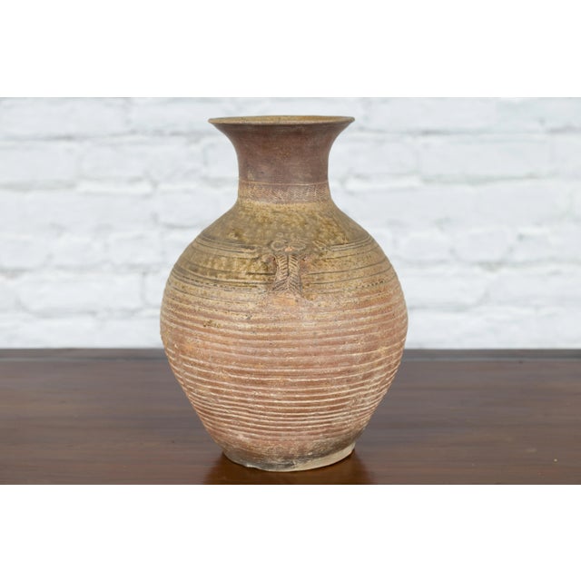 18th Century Chinese Qing Dynasty Terracotta Concentric Line Water Vessel For Sale - Image 4 of 13