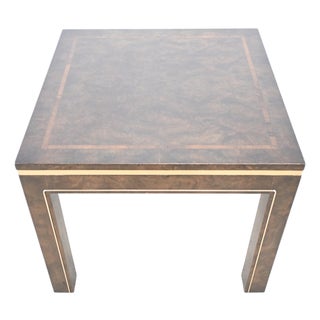 Mastercraft Burled Elm and Brass Accent Side Table For Sale
