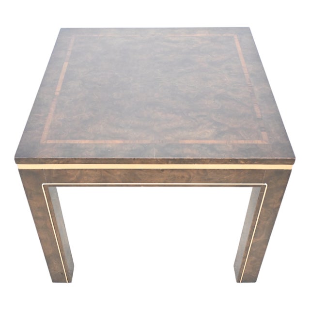 Mastercraft Burled Elm and Brass Accent Side Table For Sale