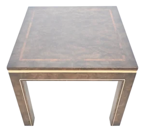 Mastercraft Burled Elm and Brass Accent Side Table