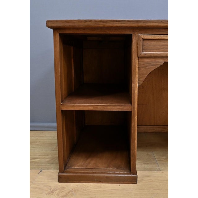 Small Art Deco Oak Pedestal Desk, 1940s For Sale - Image 10 of 18