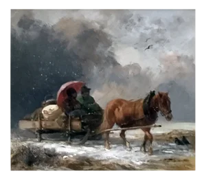 American School Signed Painting : the Long Ride, Ca.1880